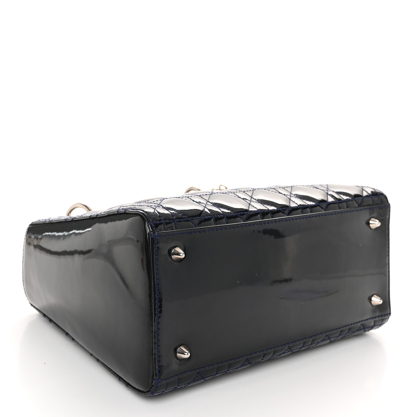 Patent Cannage Medium Lady Dior Navy Blue