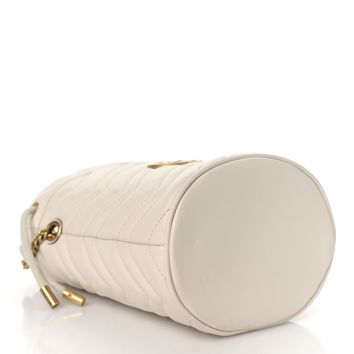 Calfskin Matelasse Mini GG Marmont 2.0 Bucket Bag White