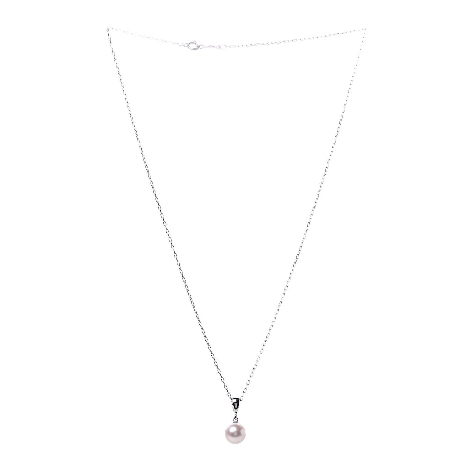 Mikimoto 18K White Gold Akoya Pearl 7.5mm Drop Pendant Necklace 3 of 6
