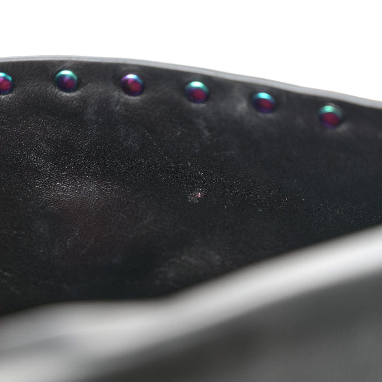 Lambskin Oil Slick Small Rockstud Spike Shoulder Bag Black