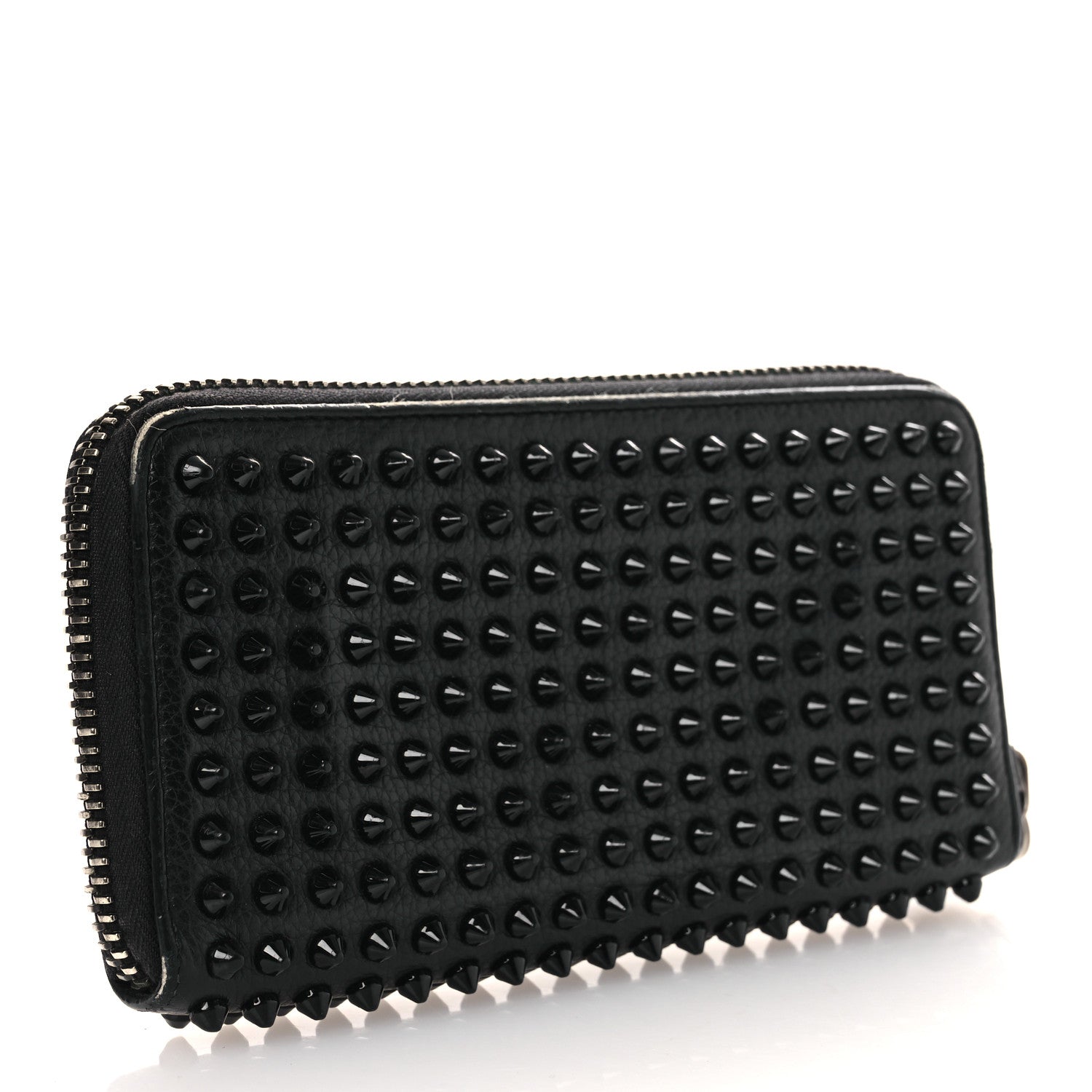 Christian Louboutin Calfskin Panettone Spiked Zip Around Wallet Black 3 of 13