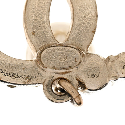 Chanel Crystal Pearl CC Drop Earrings Gold Pearly White 4 of 7