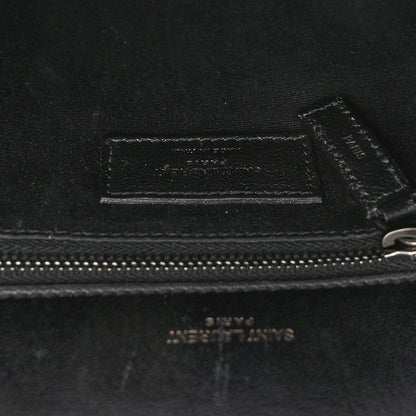Saint Laurent Patent Crocodile Embossed Lambskin Monogram Medium Niki Chain Satchel Black 6 of 9