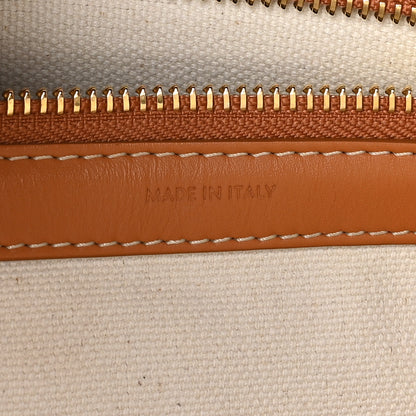 Celine Canvas Calfskin Logo Print Small Horizontal Cabas Natural Tan 6 of 10