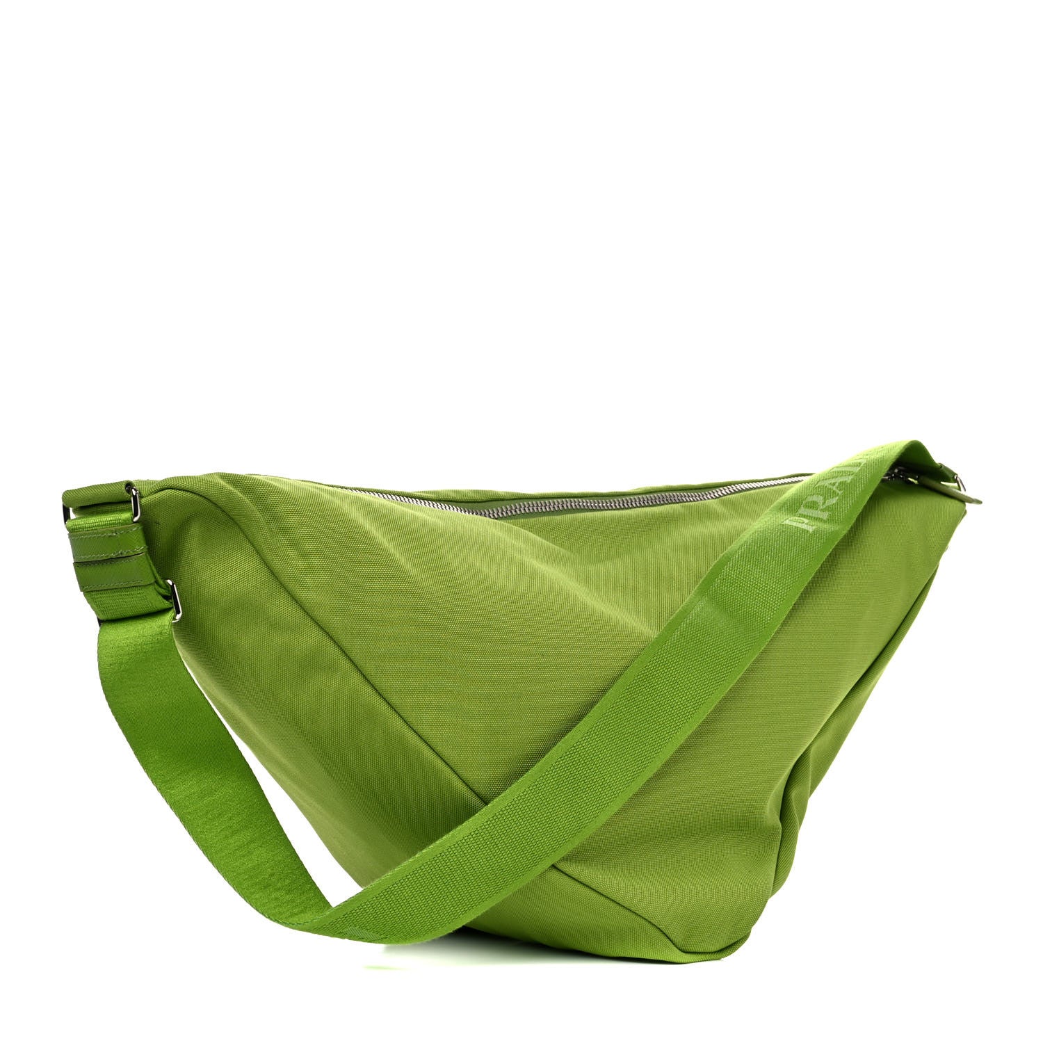 Prada Canapa Logo Embossed Large Triangle Shoulder Bag Felce 3 of 13