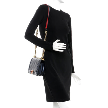 Chanel Lambskin Embossed Medium Boy Cube Flap Navy 2 of 8