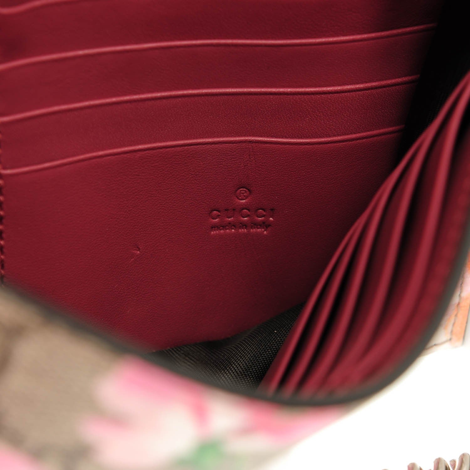 Gucci GG Supreme Monogram Blooms Chain Wallet Beige Multicolor Dry Rose 7 of 7