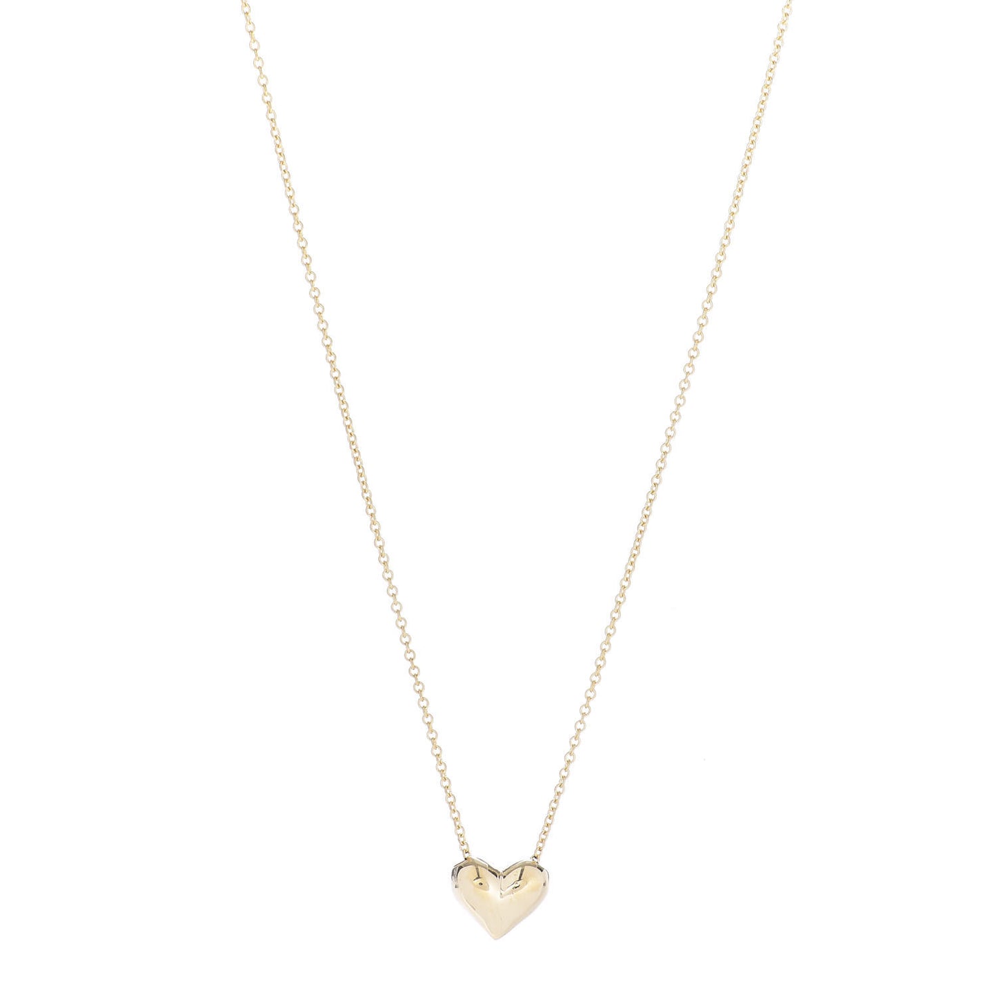 18K Yellow Gold Small Puff Heart Pendant Necklace