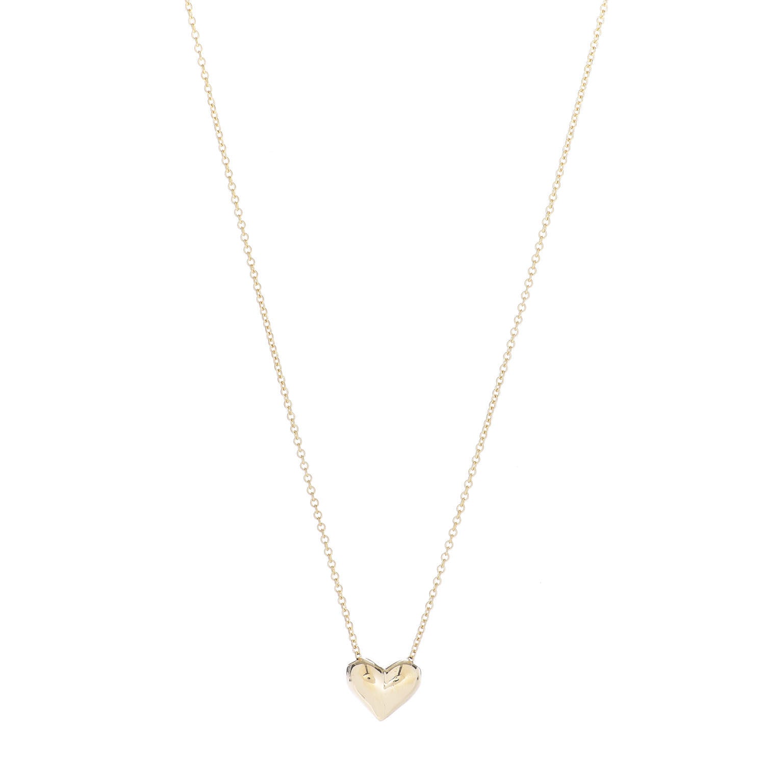 Tiffany 18K Yellow Gold Small Puff Heart Pendant Necklace 1 of 5