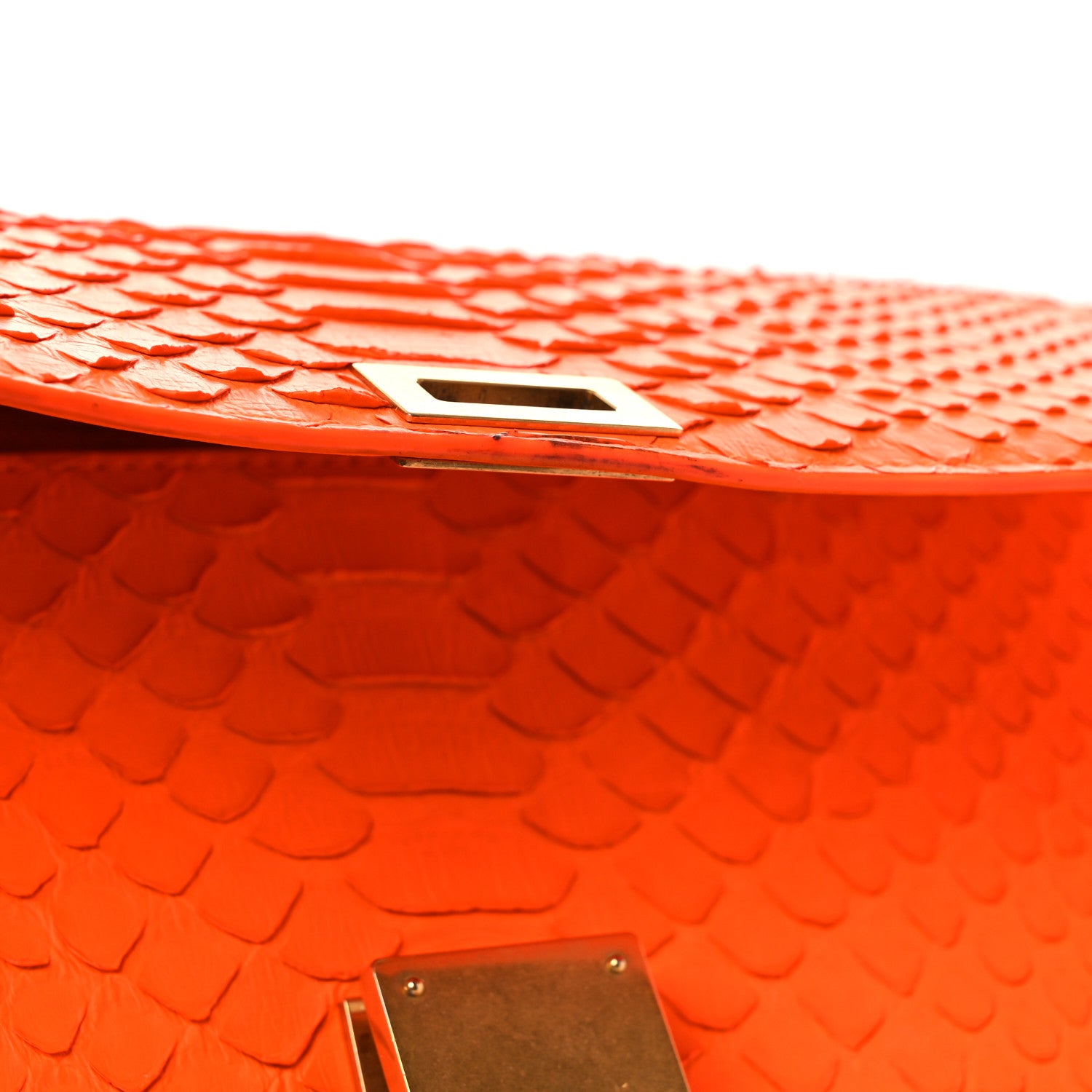 Celine Snakeskin Medium Classic Box Flap Orange 13 of 14