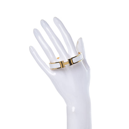 Hermes Enamel Narrow Clic Clac H Bracelet PM White 2 of 7
