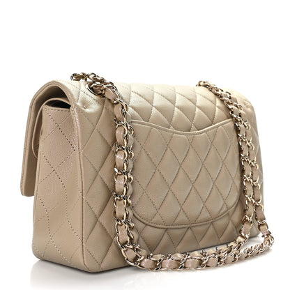 Chanel Iridescent Caviar Quilted Medium Double Flap Dark Beige 3 of 9