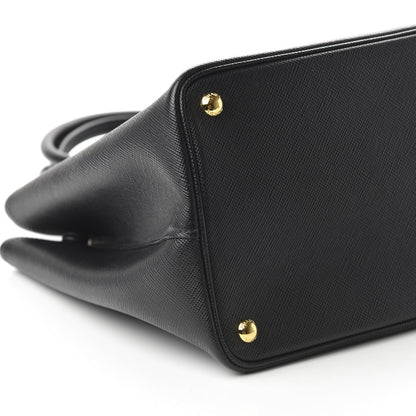 Prada Saffiano Cuir Large Double Bag Black Mughetto 6 of 9