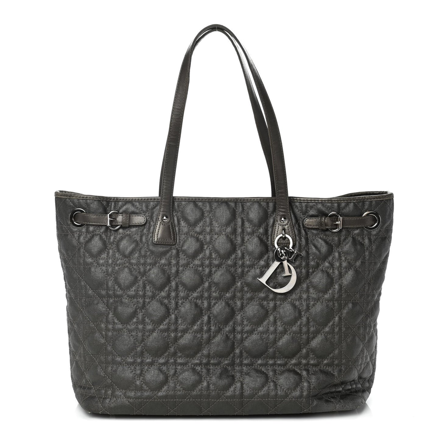 Coated Canvas Cannage Medium Panarea Tote Grey