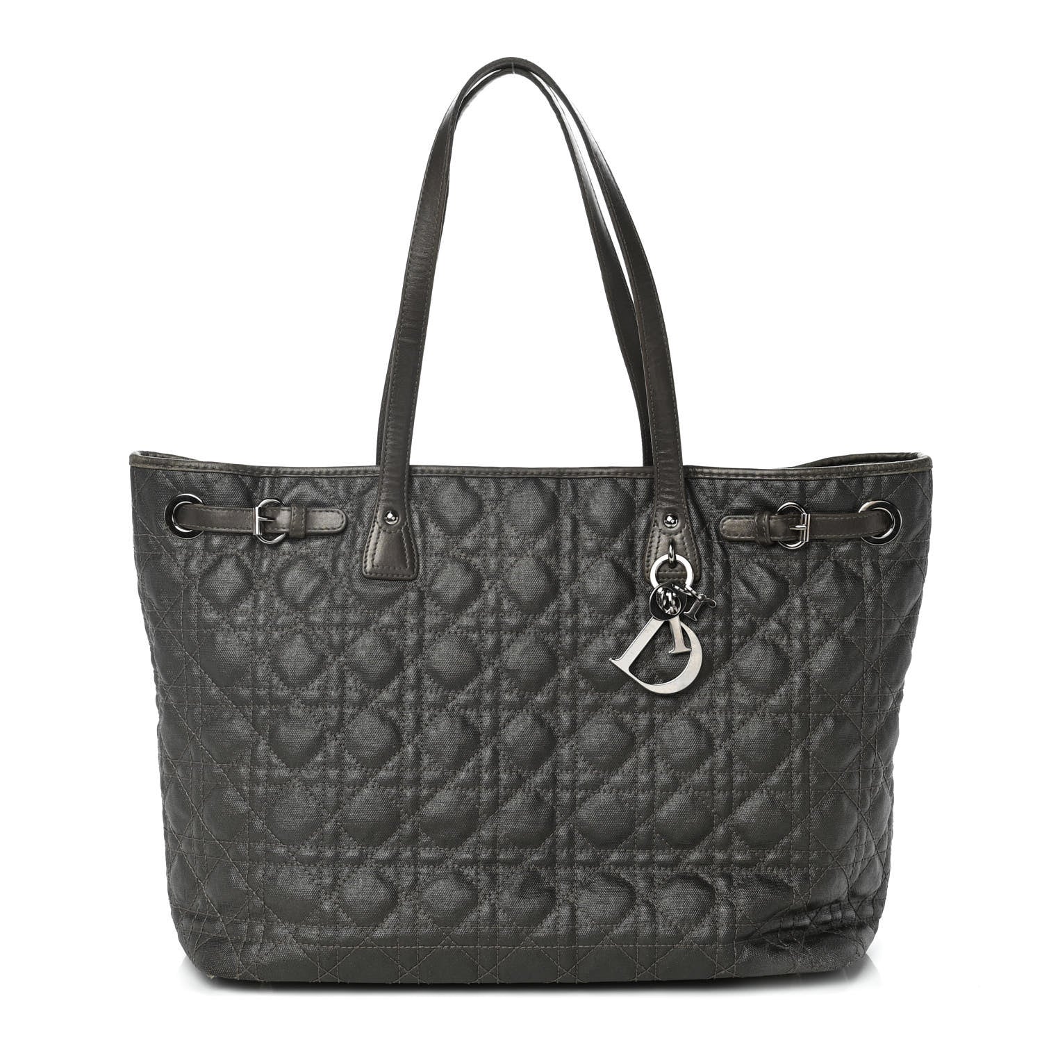 Christian Dior Coated Canvas Cannage Medium Panarea Tote Grey 1 of 17