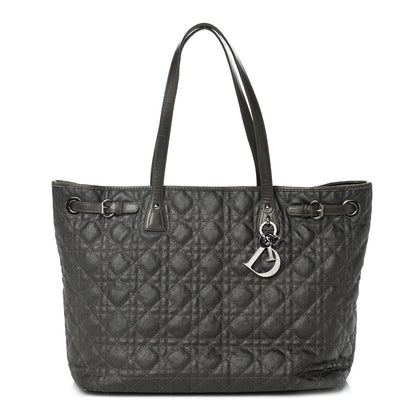Christian Dior Coated Canvas Cannage Medium Panarea Tote Grey 1 of 17