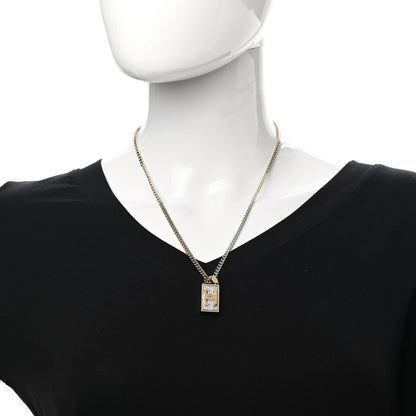 Chanel Crystal Dog Tag Charm Necklace Gold 2 of 6