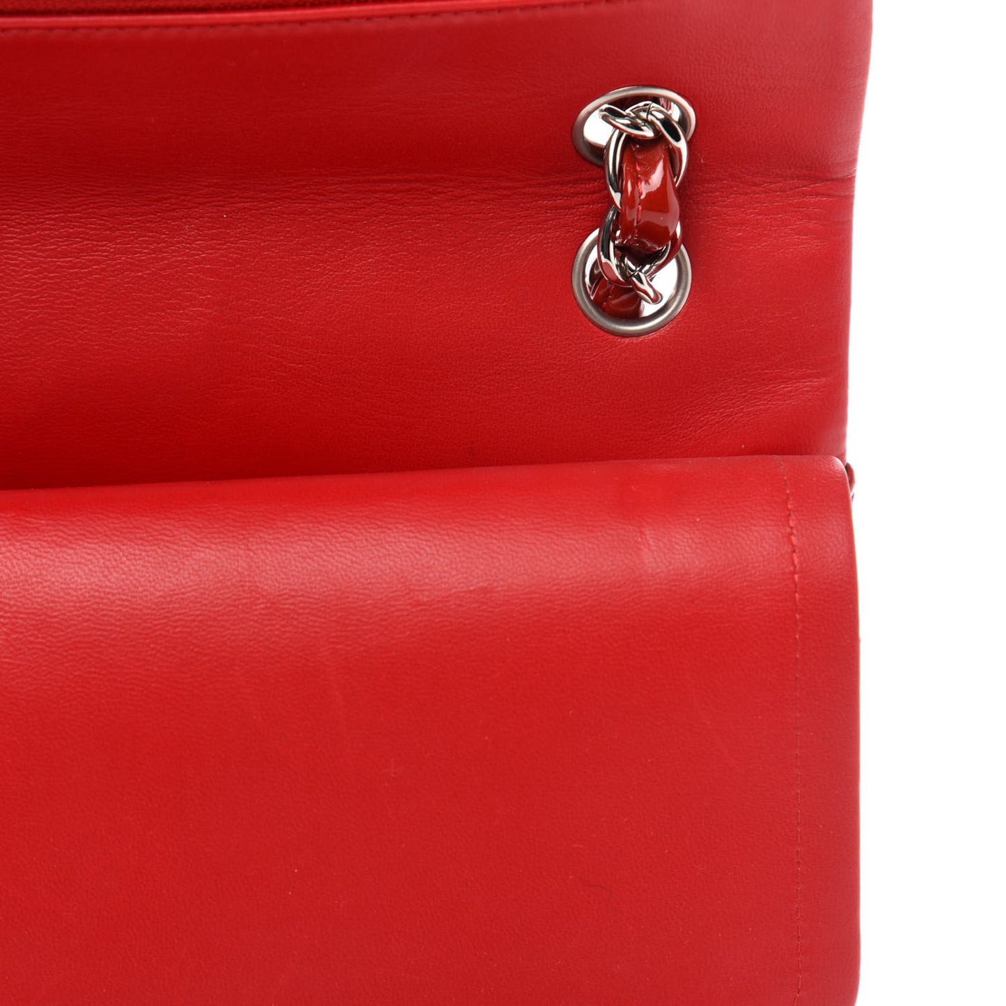 Patent Quilted Jumbo Double Flap Red