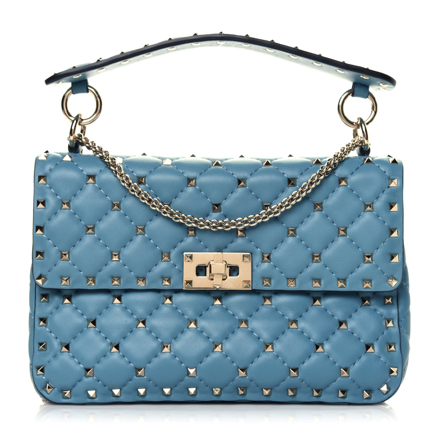 Valentino Garavani Nappa Medium Rockstud Spike Shoulder Bag Blue 1 of 4