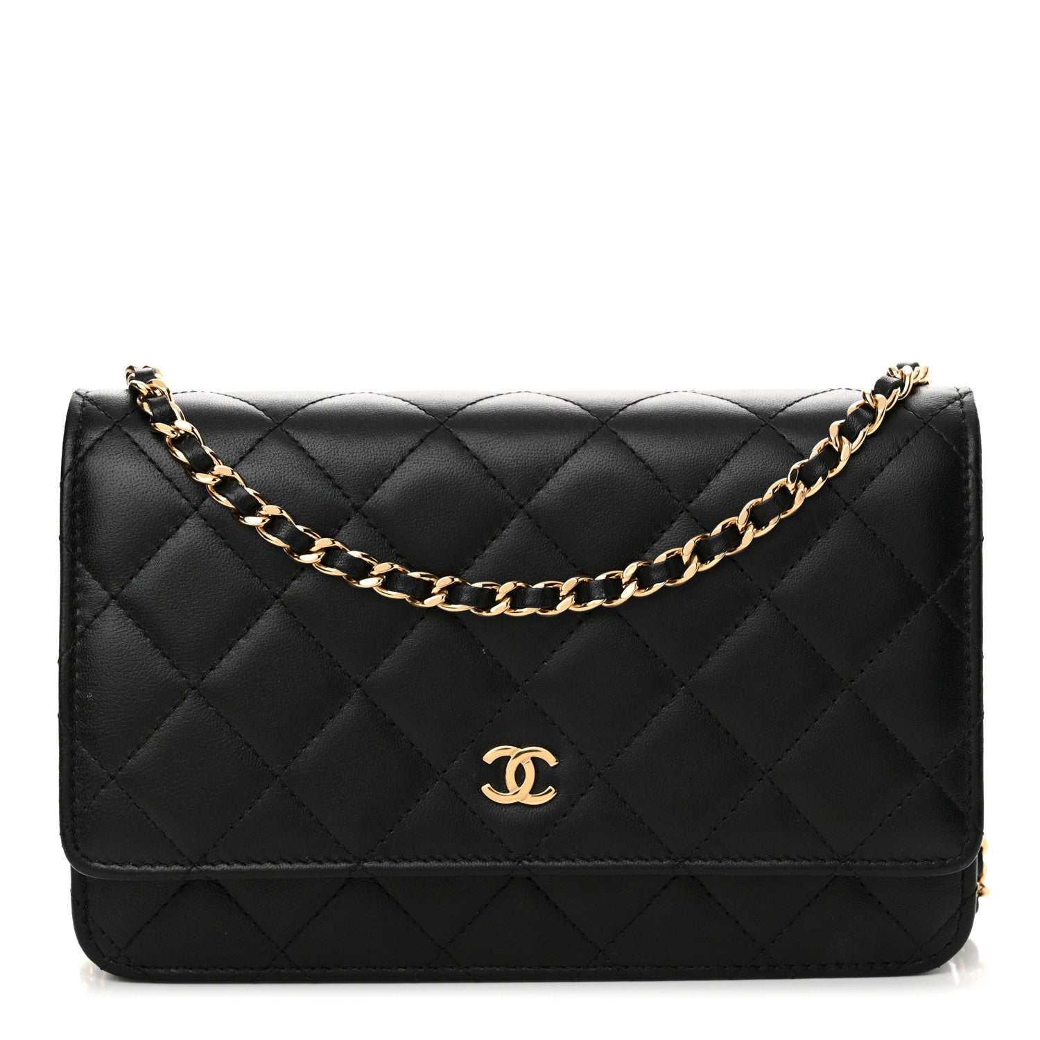 Chanel Lambskin Quilted Wallet On Chain WOC Black 1 of 15