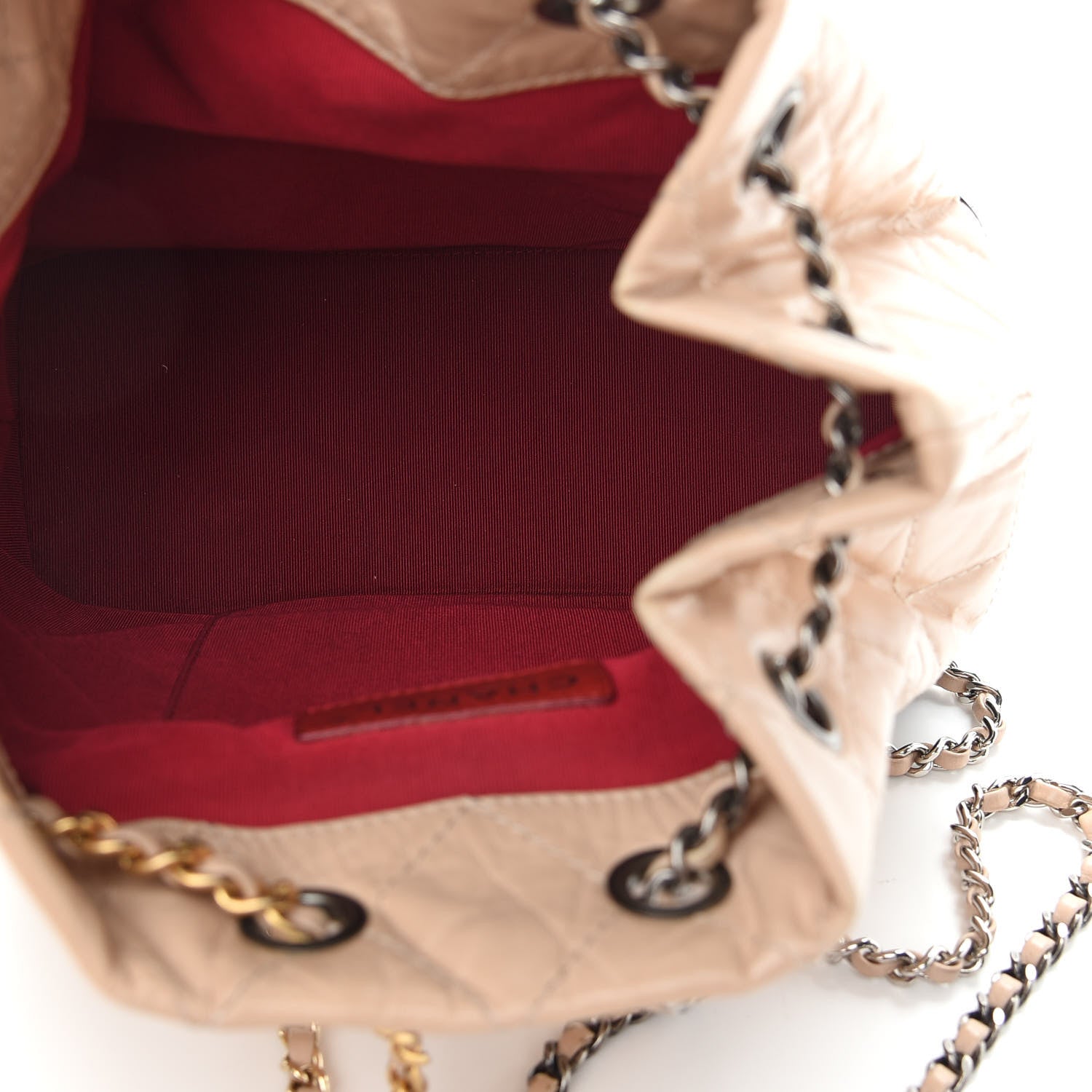 Chanel Aged Calfskin Quilted Small Gabrielle Backpack Beige Black 5 of 10