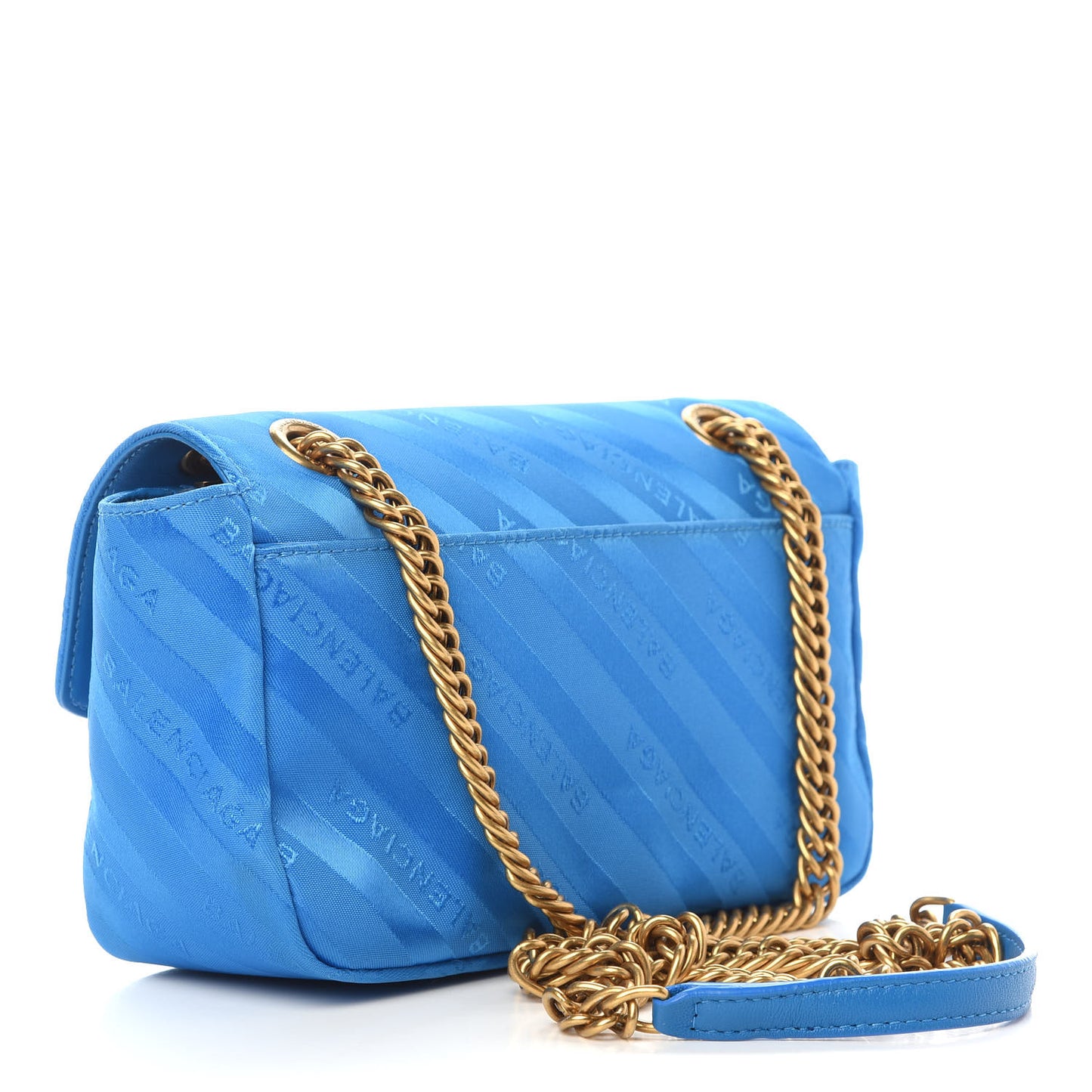 Nylon Jacquard Diagonal Logo S BB Round Shoulder Bag Bleu
