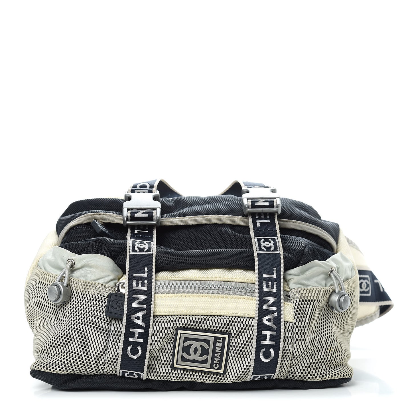 Nylon Mesh Sport Belt Bag Navy White