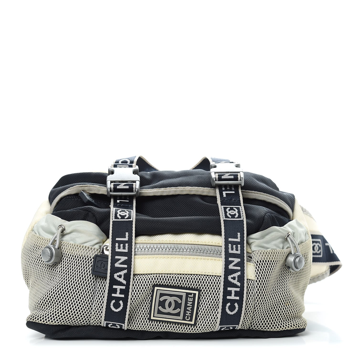 Chanel Nylon Mesh Sport Belt Bag Navy White 1 of 12
