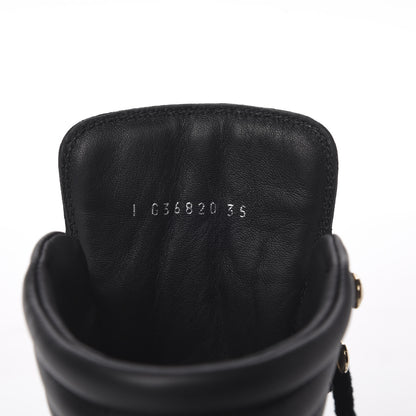 Chanel Calfskin Lambskin Lace Up Boots 35 Black 9 of 11