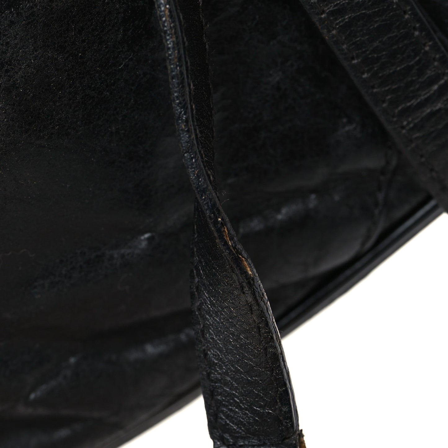 Shiny Goatskin Saddle Bag Black