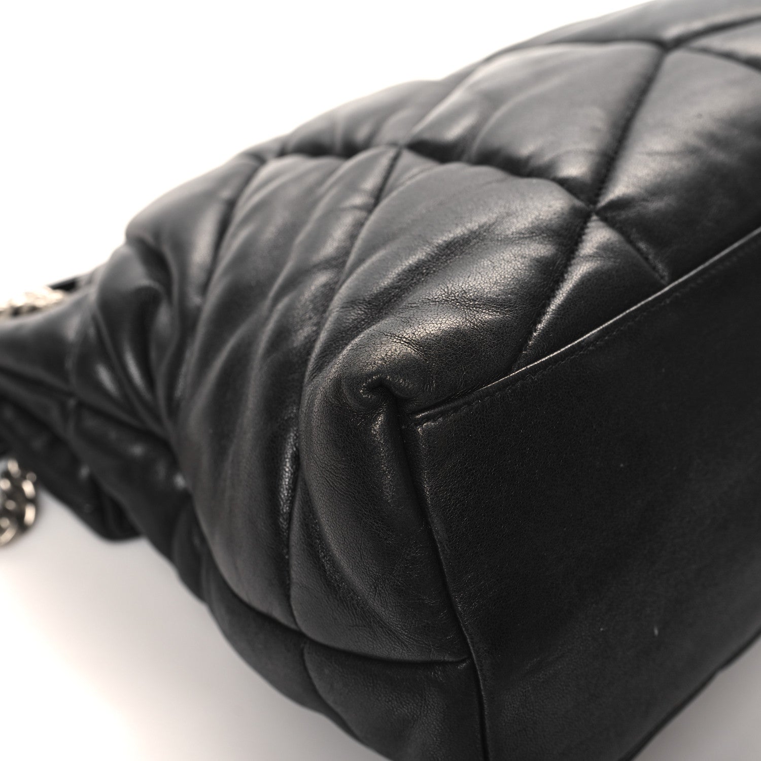 Saint Laurent Lambskin Quilted Medium Loulou Puffer Monogram Chain Satchel Black 11 of 13