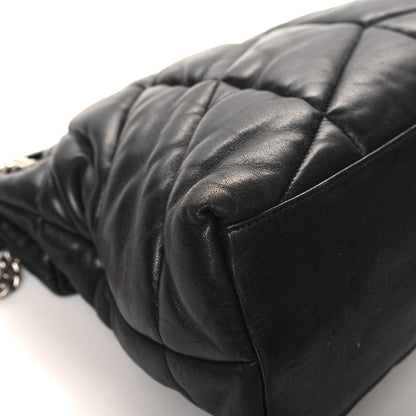 Saint Laurent Lambskin Quilted Medium Loulou Puffer Monogram Chain Satchel Black 11 of 13