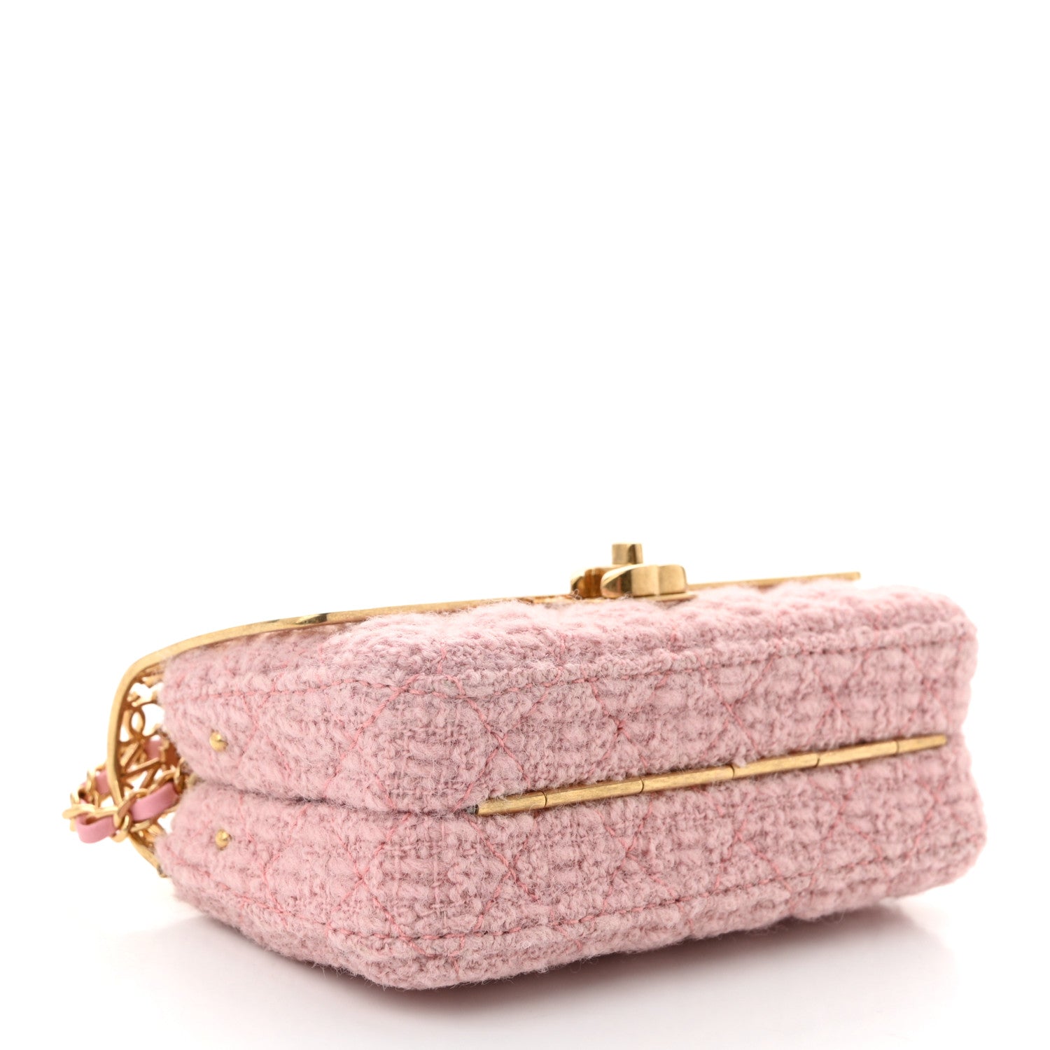 ラスト❣️CHANELゴールドロゴ ピンクキルティングケース ノベルティ Chanel Metal Tweed Logo CC Minaudiere Mini Flap Bag Pink Gold