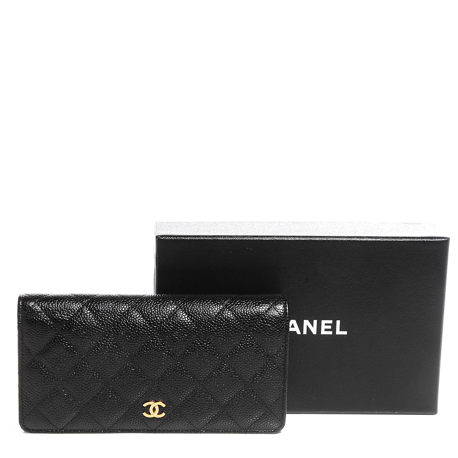 Chanel Caviar Quilted Yen Wallet Black 5 of 9