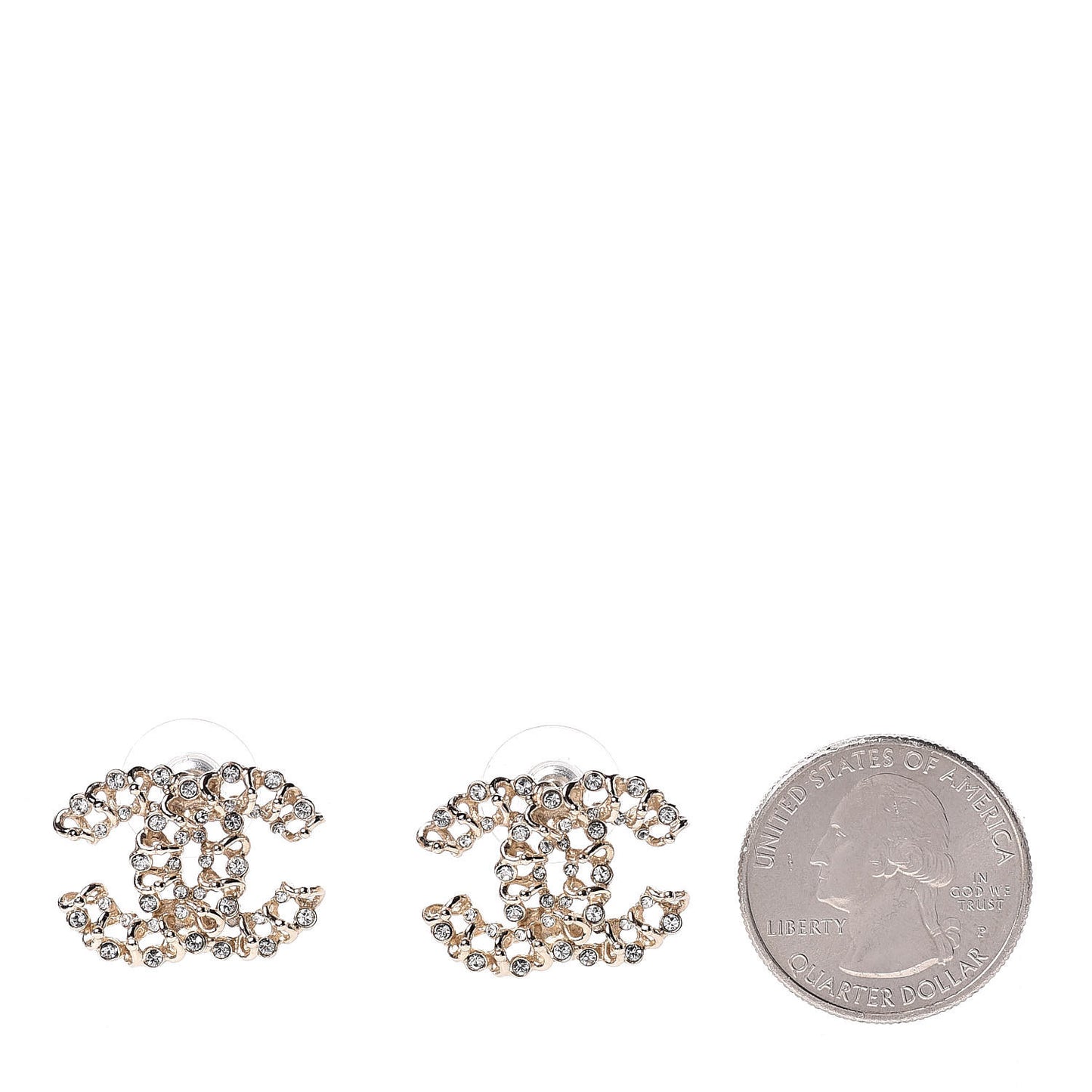 Crystal Mini CC Earrings Gold