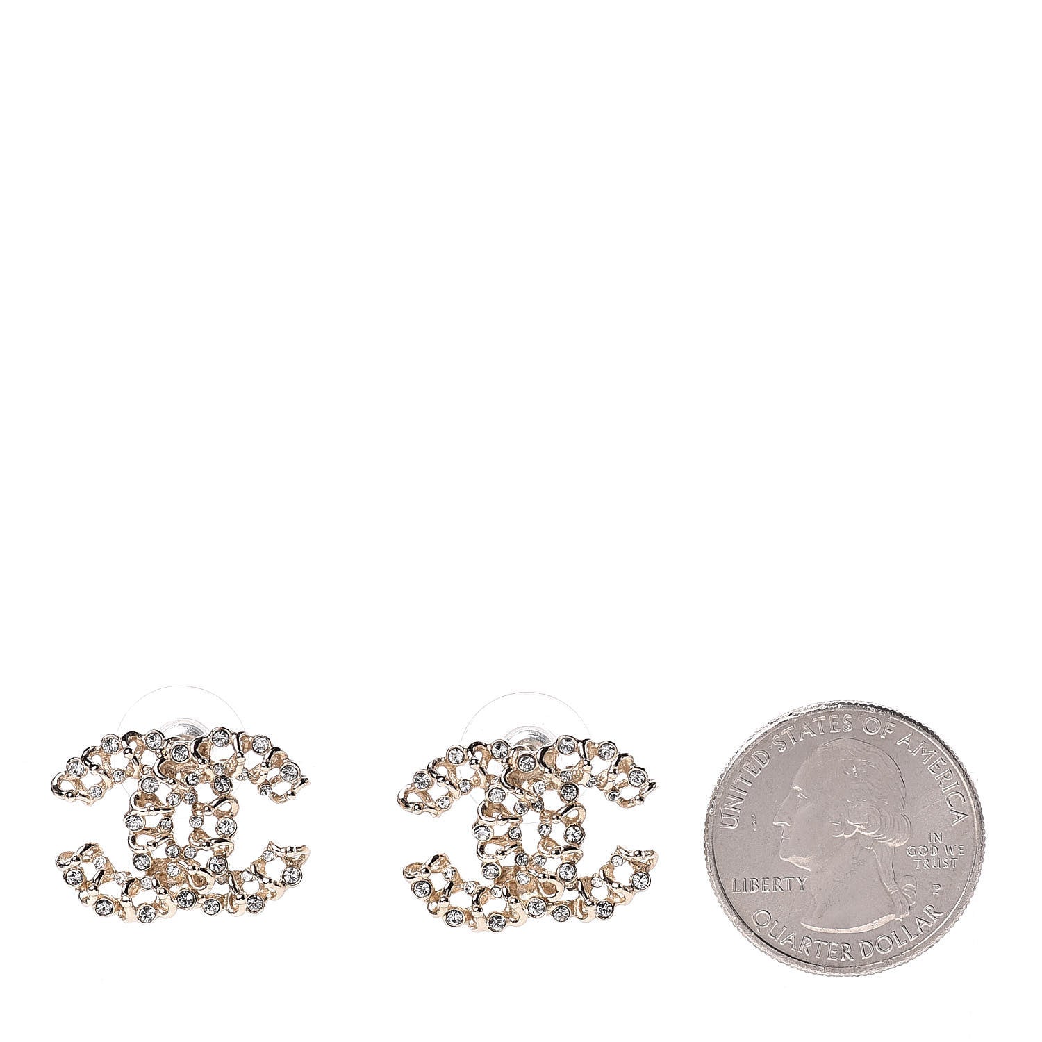 Chanel Crystal Mini CC Earrings Gold 2 of 5