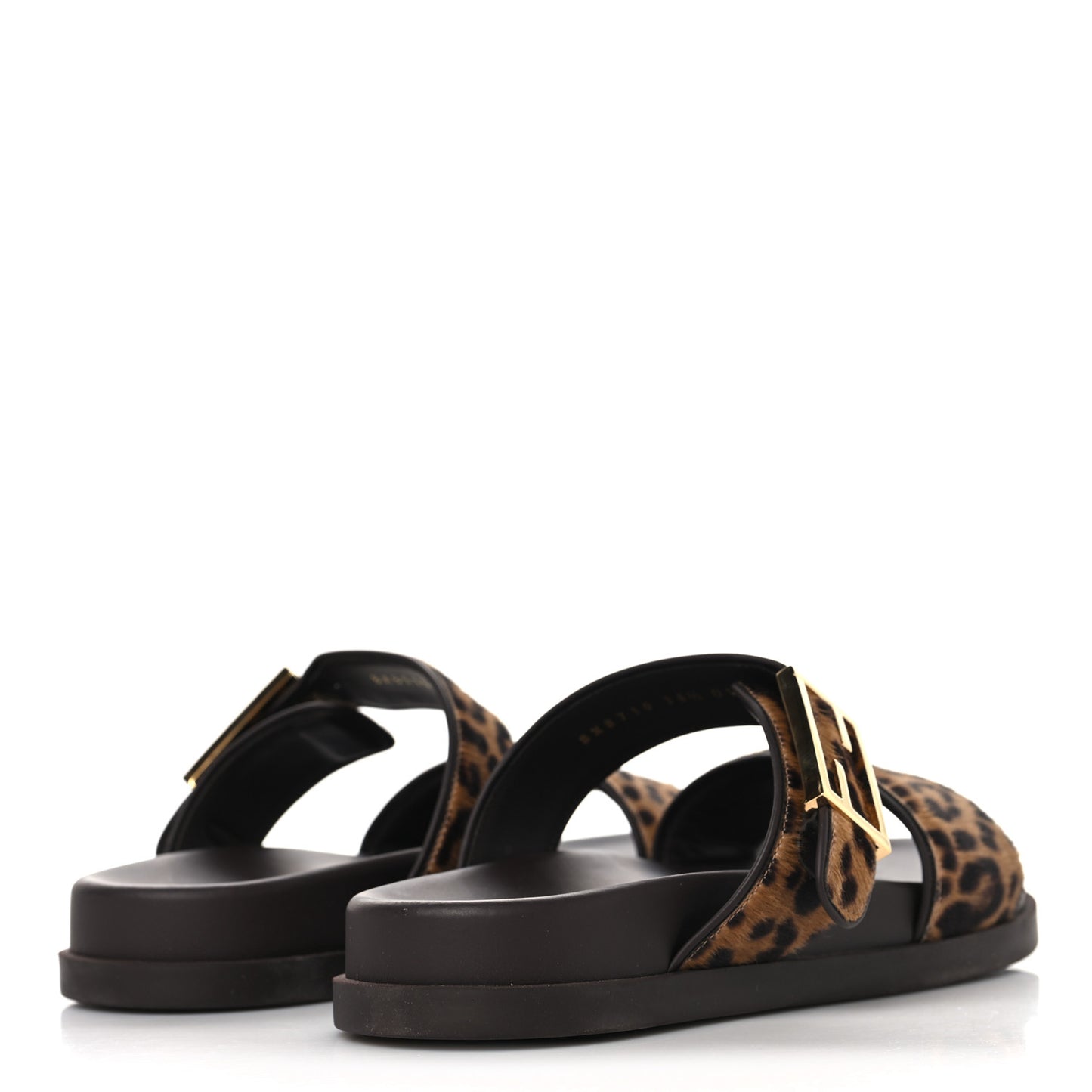 Calf Hair Leopard FF Fendi Feel Sandals 36.5 Brown