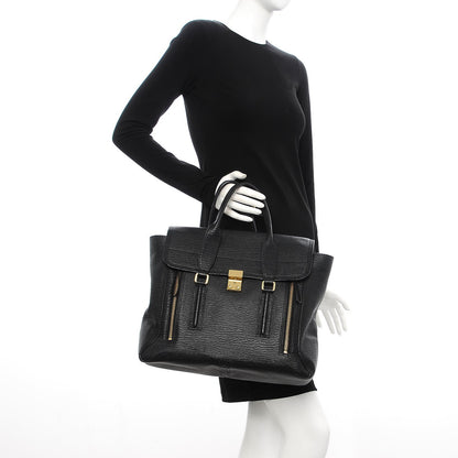 3.1 Phillip Lim 3.1 Textured Calfskin Large Pashli Satchel Black 3 of 8