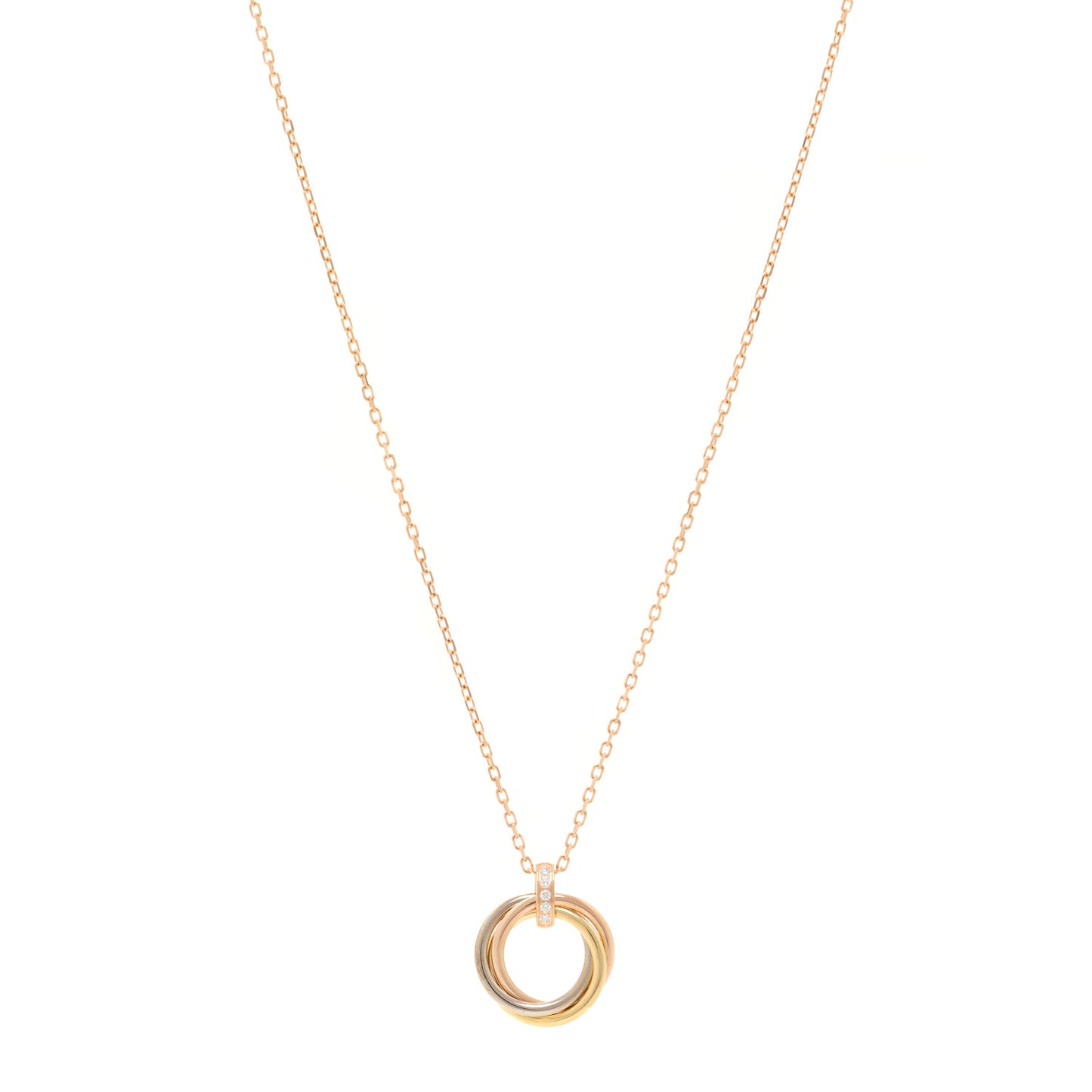 18K Pink White Yellow Gold Diamond Trinity Pendant Necklace