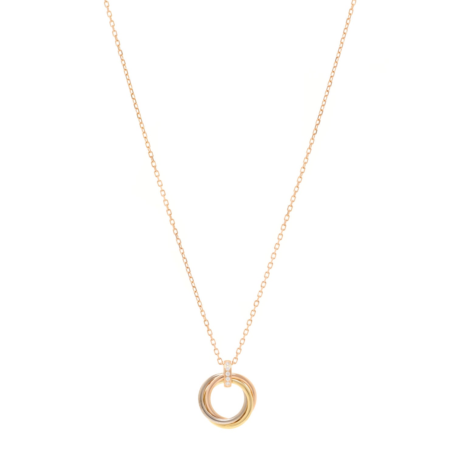 Cartier 18K Pink White Yellow Gold Diamond Trinity Pendant Necklace 1 of 6