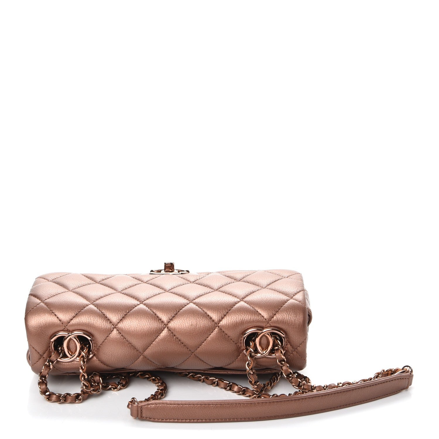 Chanel Iridescent Goatskin Quilted Small CC Eyelet Flap Copper 11 of 11