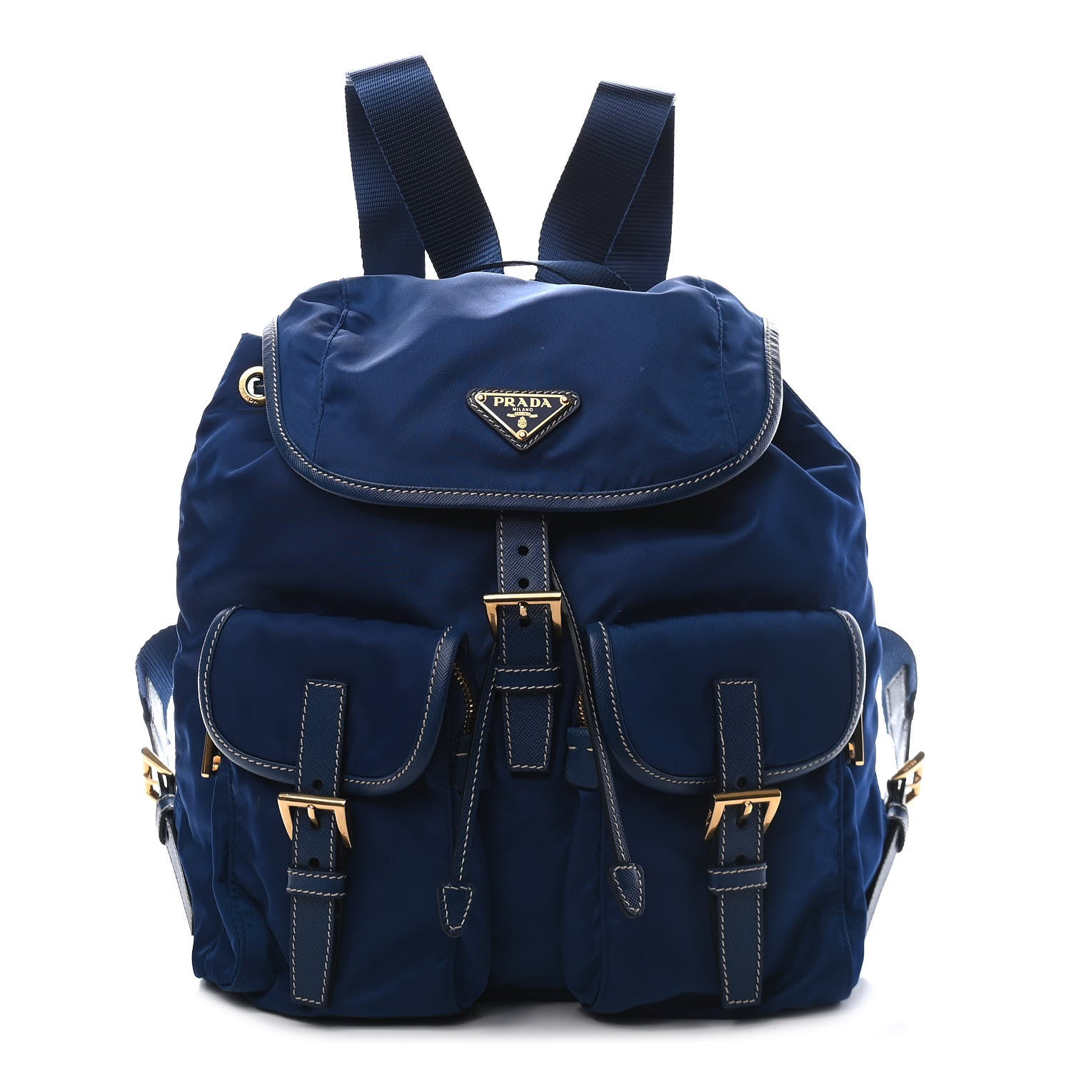 Prada Tessuto Nylon Saffiano Vela Backpack Bleuette 1 of 8