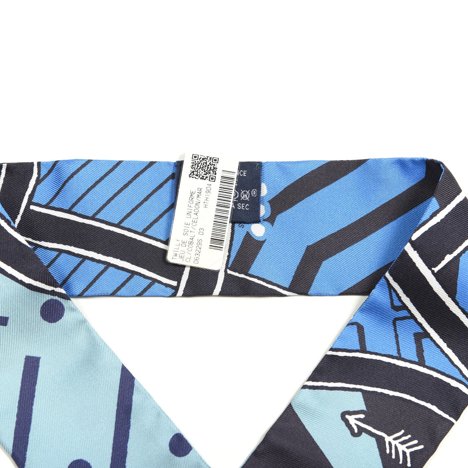 Hermes Silk Jeu de Soie Uniforme Twilly Cobalt Celadon Marine 3 of 3