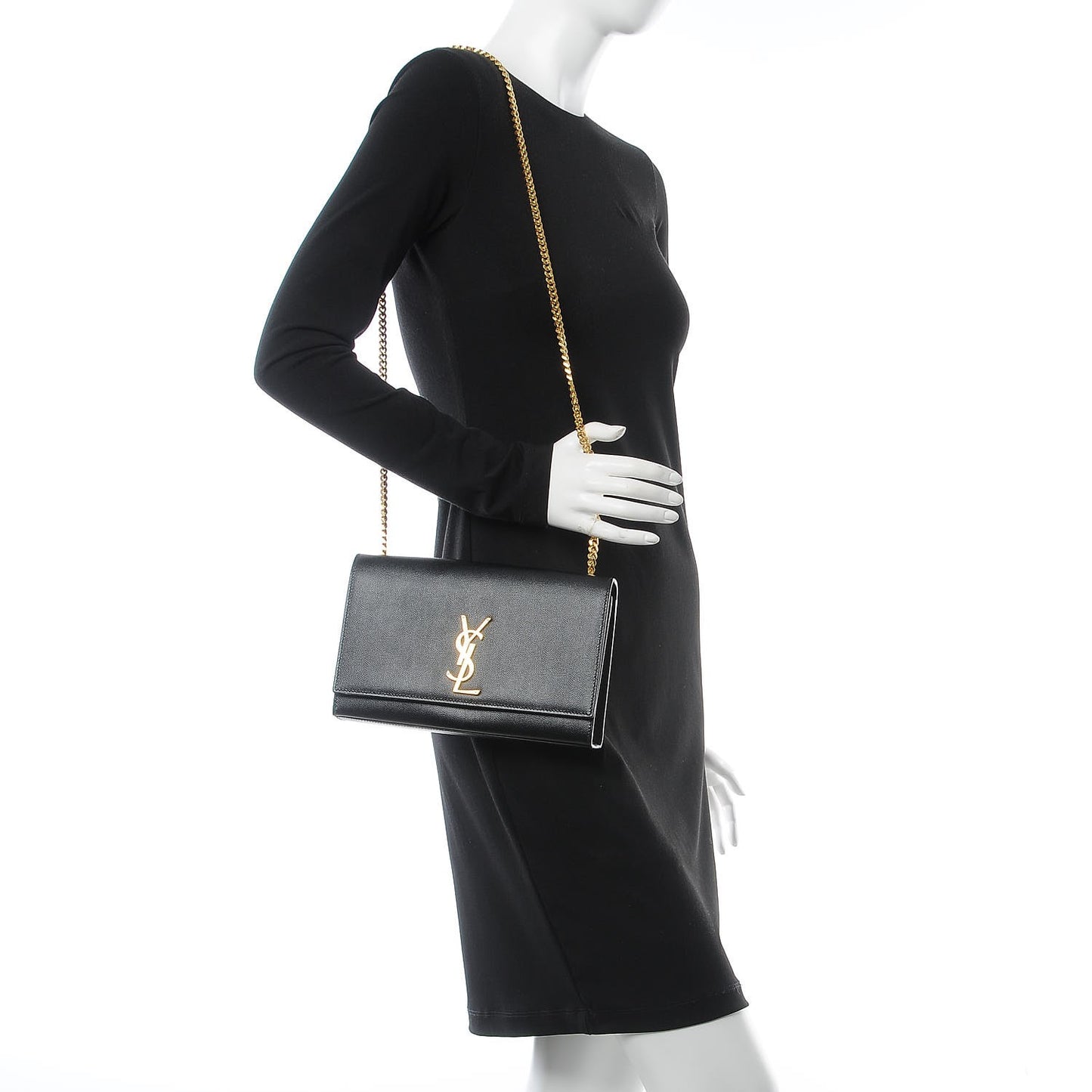 Grain De Poudre Medium Classic Monogram Kate Satchel Black