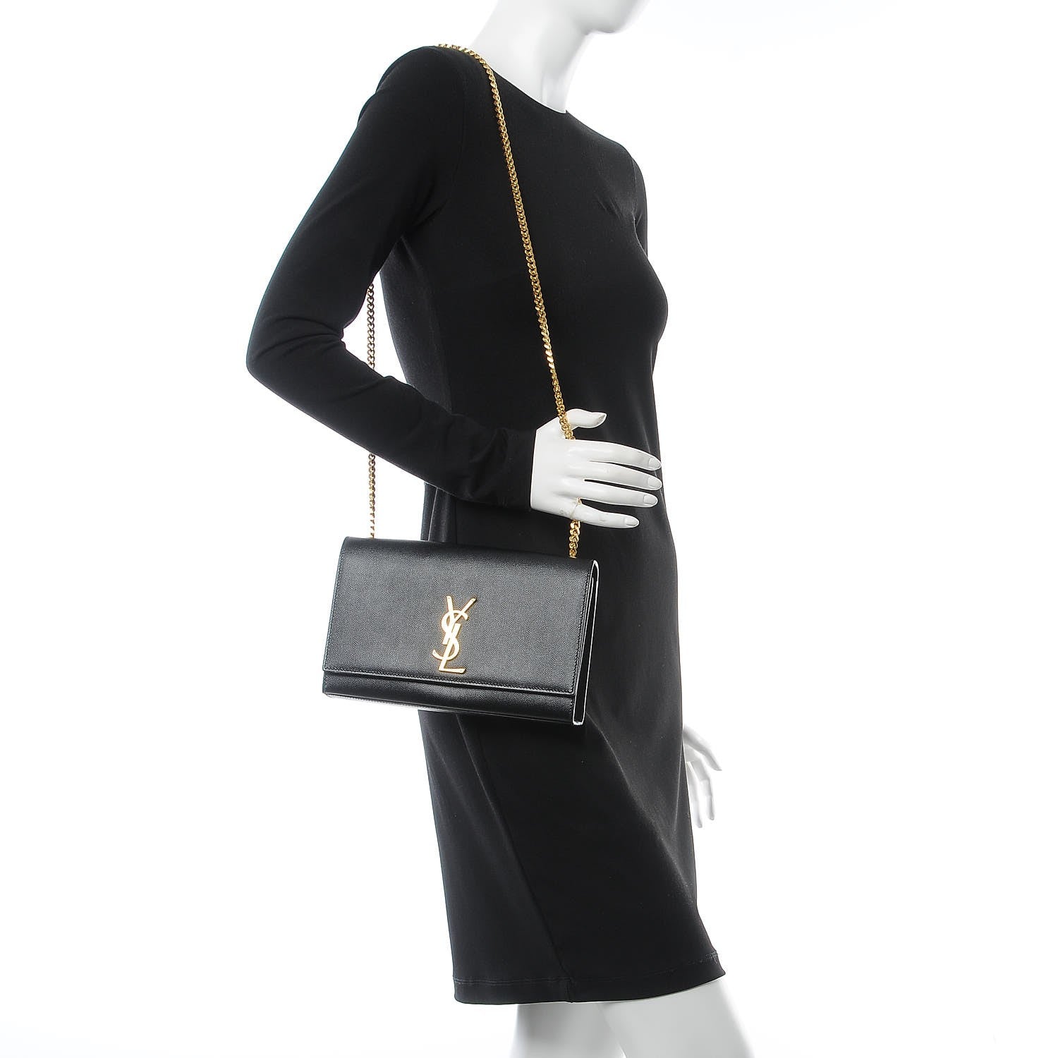 Saint Laurent Grain De Poudre Medium Classic Monogram Kate Satchel Black 2 of 8