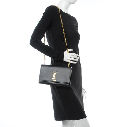 Saint Laurent Grain De Poudre Medium Classic Monogram Kate Satchel Black 2 of 8