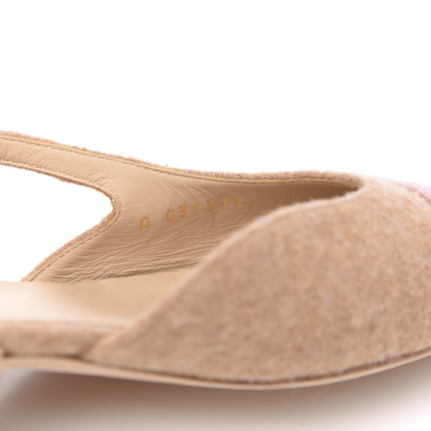 Chanel Wool Cap Toe CC Slingback Flat 40 Beige Pink 8 of 8