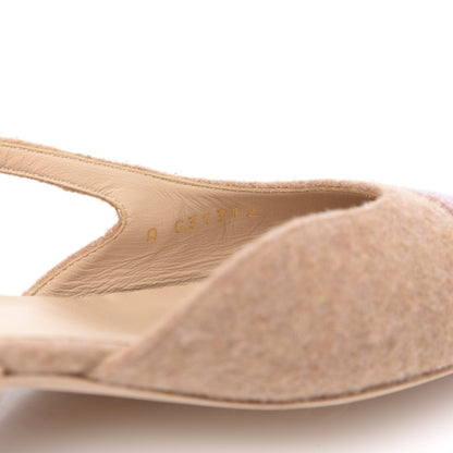 Chanel Wool Cap Toe CC Slingback Flat 40 Beige Pink 8 of 8