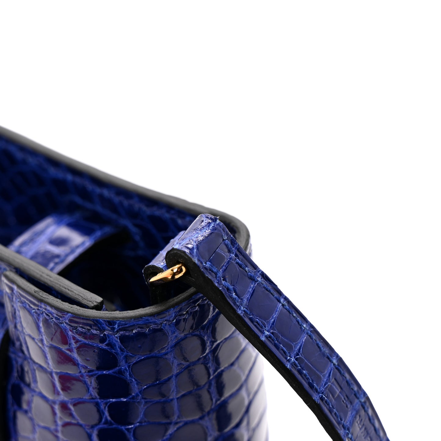 Shiny Alligator Kelly Wallet To Go Bleu Electrique