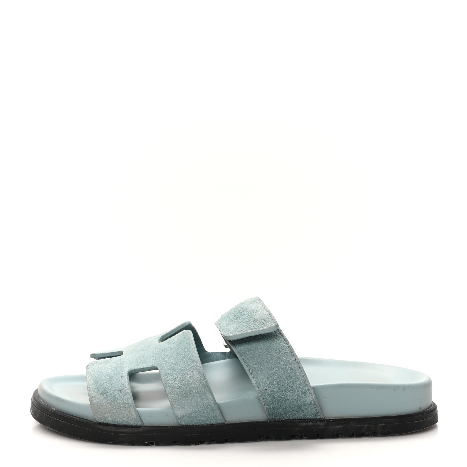 Hermes Suede Goatskin Womens Chypre Sandals 37.5 Vert d'eau 1 of 11